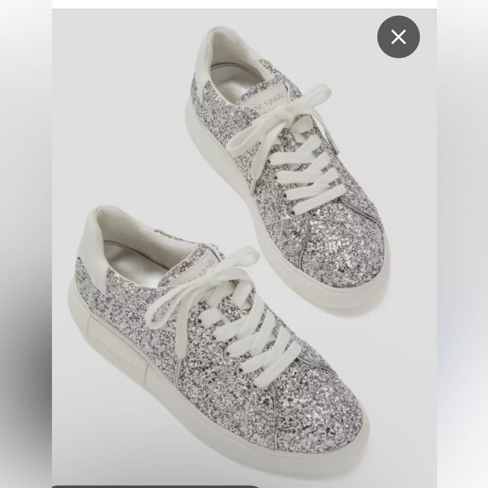 Kate Spade New York Lift Silver Glitter Sneakers sz 9.5